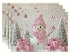 2teil. Tischdeko in rose'/silber, 4x Tischmatten 45x30 dazu 6x Trinkuntersetzer 