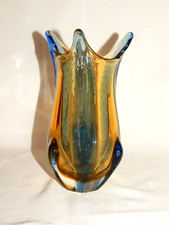Czech Art Glass Vase blau