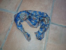 Halstuch Tuch Schal 100% Seide Tracht Folklore Accessoire blau bunt vintage