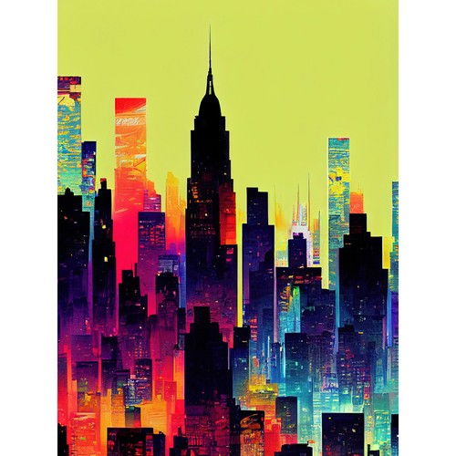 New york grafik - new, wolkenkratzer