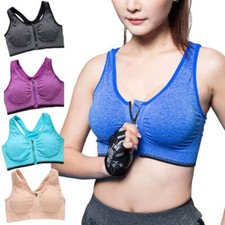 Sport BH Front Reißverschluss Push Up Bustier Atmungsaktiv Yoga Fitness S-4XL