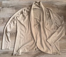 Damen Strickjacke Cardigan offen Langarm Umlegekragen Strick Beige Gr.M