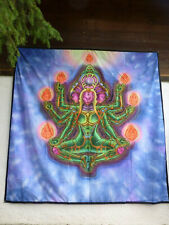 NEUWERTIG UV Backdrop 240x240cm Kunst Schwarzlicht Deko XXL Wandbehang Goa Psy