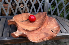 XL  50cm dicke Holz Schale Teller Tablett Blatt Blätter Landhaus Akazien Holz