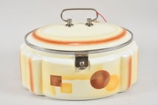 N92V20- Vintage Keramik Deckeldose Spritzdekor Metallfassung