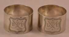 Paar Serviettenringe von 1901 Adelsbesitz Wappen Sterling Silver napkin rings