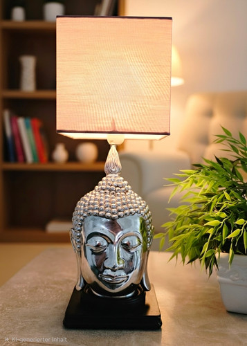 Tischlampe buddha kopf silber - tischlampe,