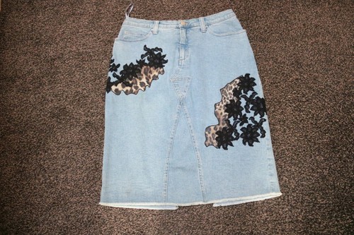 Jeansrock leostoff und - m., leostoff-