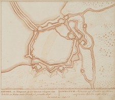 P. SCHENK (1660-1718), Befestigungsanlage von Condé, um 1712, Kupferstich