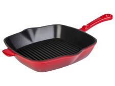 LIVARNO home Gusseisen-Grillpfanne mit beidseitigem Ausgießer (rot) - B-Ware 