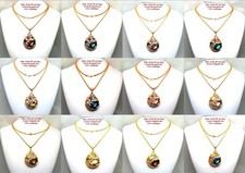 1x Gold,Rosegold-Edelstahl-Halskette 80cm m. XXL groß Strass Zirkon Anhänger Neu