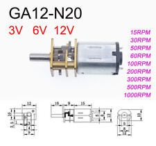N20 DC 3V/6V/12V MINI GA12-N20 Metallgetriebe mit Zahnrad Mikromotor15-1000U/min