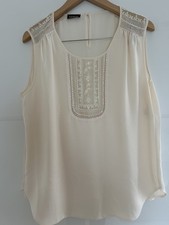 TAIFUN ausgefallene Bluse Oberteil ärmellos in creme Gr. 46 NEU!!