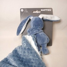 Hase von Nattou XXL Schmusetuch Kuscheltuch   blau flauschig