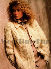 Strickmuster klassische Aran/Zopfmuster Strickjacke/Jacke. Kragen/Taschen.
