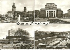 AK Duisburg - Rathaus, Stadttheater, Merkator-Halle, Hauptbahnhof - von 1964