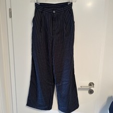 Damen CIDER Gr. XS Hose Weit Blau Nadelstreifen Bundfalte