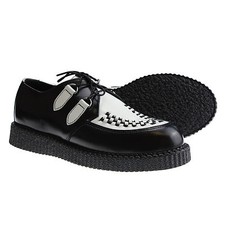 Boots and Braces Creeper New Schwarz Weiß Schuhe Creepers Leder Neu Halbschuhe