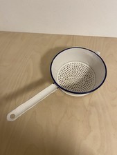 Emaille Seiher Sieb, Weiß, Vintage, Durchschlag Küchensieb