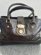 Etro Leder Handtasche Schwarz mit Paisley Prägung, perfekter Zustand.