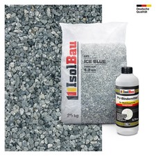 Steinteppich SET Marmorkies 25kg + PU-Bindemittel für 2,5m² Ice Blue 4/8mm 