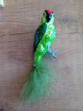 Deko Papagei aus Glas, groß, mit Klipp, gebraucht, rot- und grünfarben