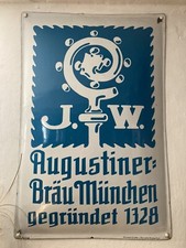 Email Schild Augustiner Bräu München Original Sehr Alt Brauerei Emaille