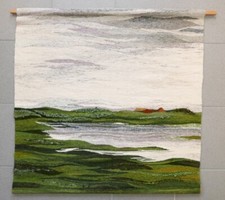 Künstlerwandteppich aus der Flensburger Handweberei Annedore Iwersen 90 x 89 cm