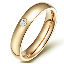 Damen Herren Edelstahlring Goldfarben Zirkonia Klassische Form Modeschmuck