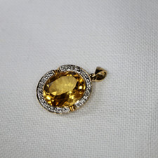 Citrin Diamant Kettenanhänger , 375 Gold , 24 mm , 3,1 g
