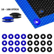 10-100 Stk AWAPRO Kunststoffösen für Poolabdeckung Solarfolie Ösen blau, schwarz