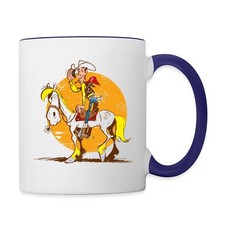 Lucky Luke Jolly Jumper im Sonnenuntergang Tasse zweifarbig