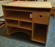 PC Rechner Computer Wagen Schreibtisch Holz massiv Tastaturauszug Sideboard