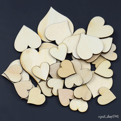 100 holzherzen 4cm mix - 2,3,4cm,