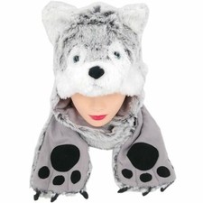 Plüsch fleece animal hut - animal, grau