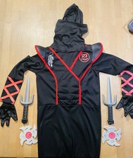 Ninja Kostüm Set Größe S Alter 7-9 Inkl Zubehör Waffen Handschuhe Maske Gürtel