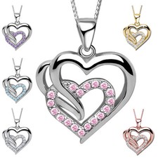 Herz Anhänger mit Halskette Zirkonia Stein 925 er Silber für Frauen für Mädchen