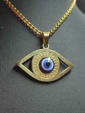 Halskette in Gold. Edelstahl allsehende Auge Horus schön und selten Unisex
