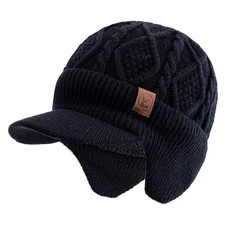 Unisex Winter Beanie Mütze Plüsch Gefüttert Ohrenschützer Ski Outdoor Hut