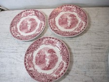 3 Red Transferware Salad