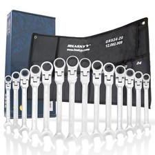 Gelenk Ratschen Ringmaul Gabelschlüssel Satz I 14-Tlg. Set 8-24 mm Werkzeug