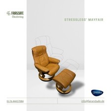 Stressless Sessel Mayfair Leder Cognac Braun manuelle Funktion inkl. Hocker