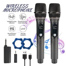 2x Drahtlose Mikrofon UHF Professionelle Handheld Mic System Empfänger für Karao