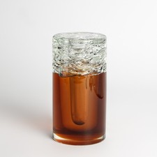 Glas Vase Frantisek Vizner Skrdlovice Czech art glass 1970-79 Braun Klar