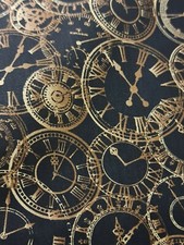 Vintage Steam Punk Taschenuhr Uhren 45" breit 100 % Baumwolle Meterware