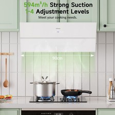 90 cm Dunstabzugshaube 571 m³/h Abzugshaube Abluft Kopffreihaube Umluft Weiß A++