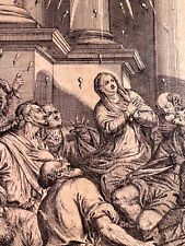 Antiker Stich, auf Papier geklebt HEILIGER GEIST 17 JHDT