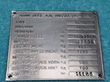 Opel Typenschild #Adam Opel OL 38 #Original 