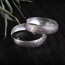 N27 Ohrringe große Kreole geriffelt Sterling Silber 925