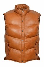 Herren Puffer Körperwärmer Echt Lammleder Leder Weste Gilet Ärmellose Weste